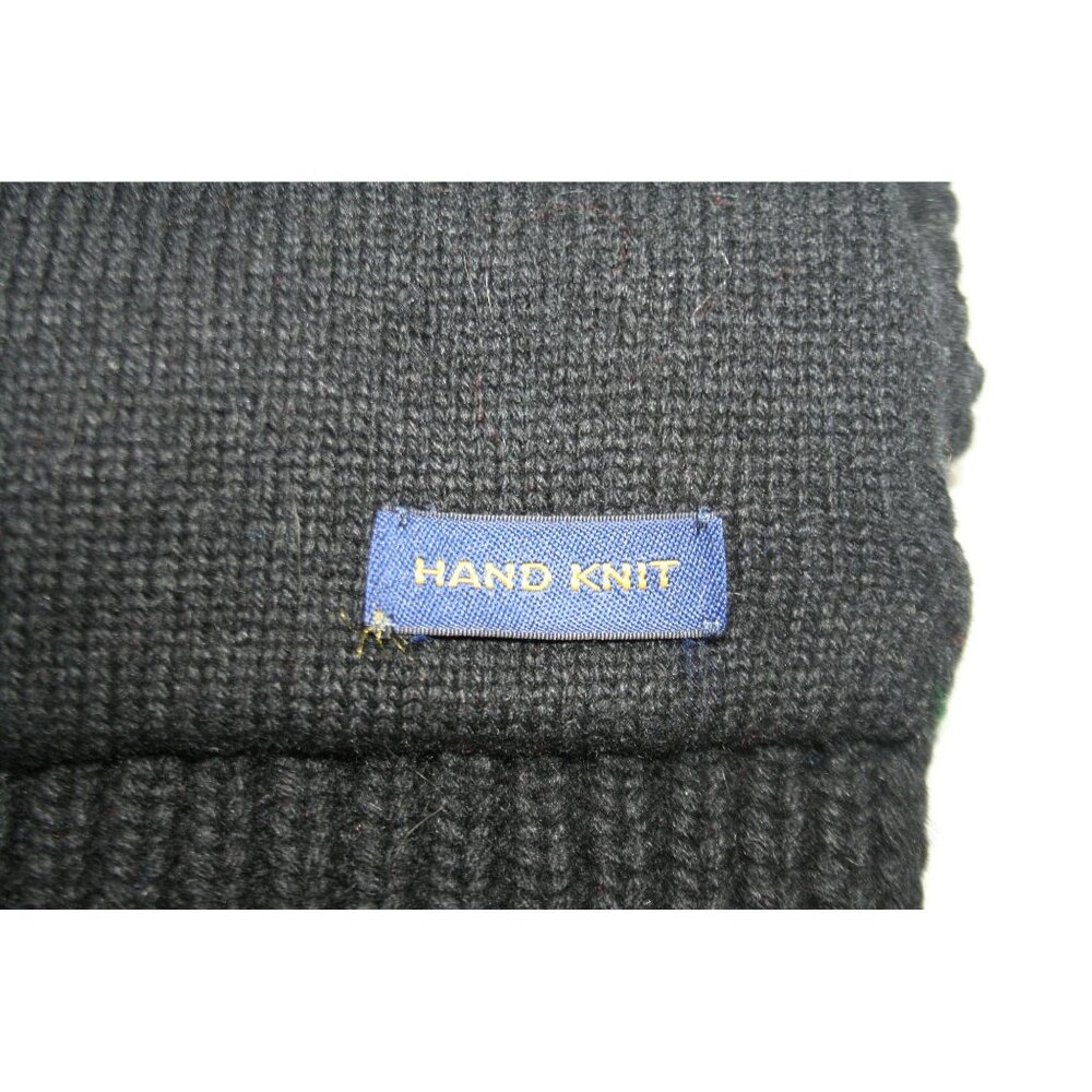 Ralph Lauren Rugby Scarf Wool Blend Snowflake Fair Isle Black Classic Preppy - Picture 6 of 7